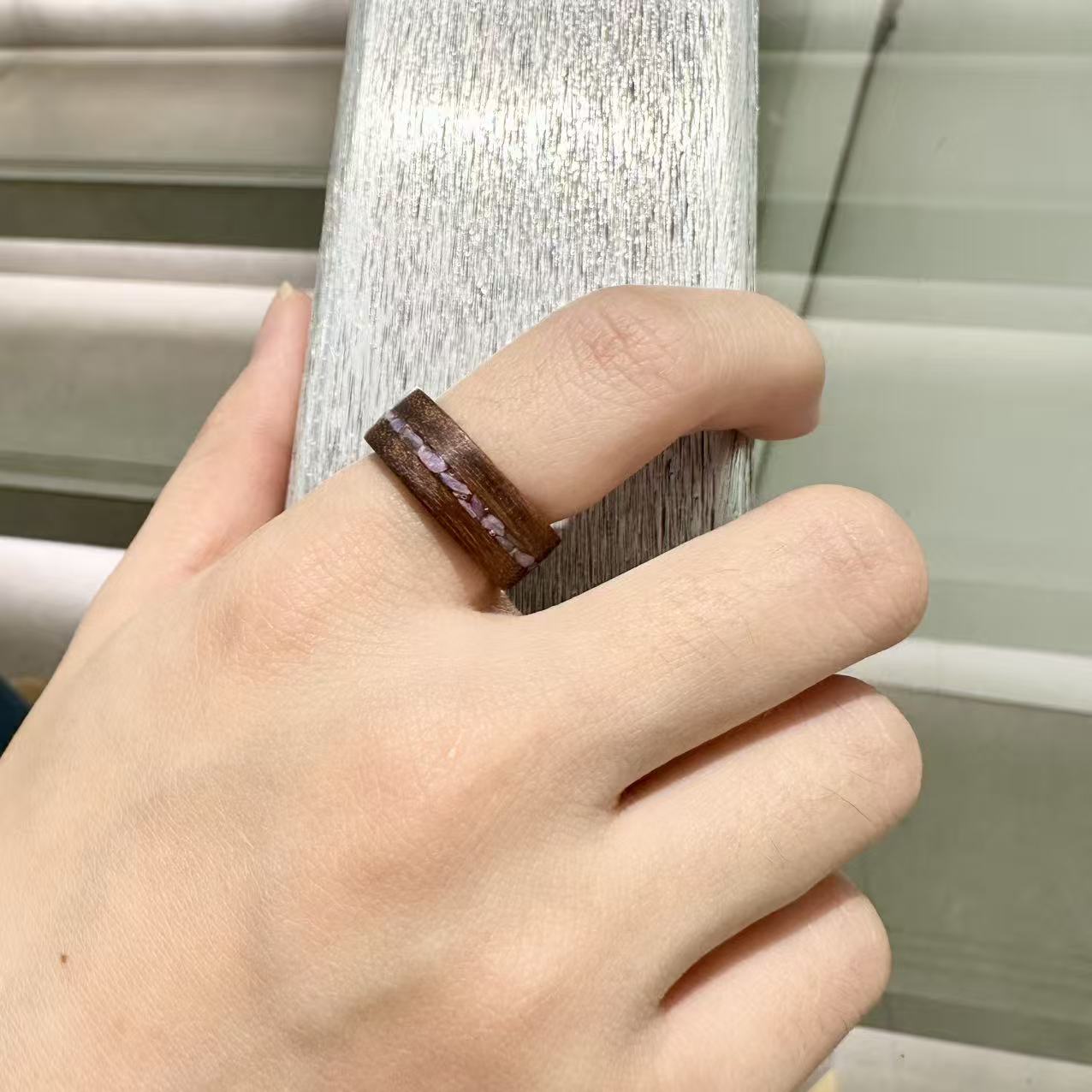 Red Sandalwood Amethyst Inlay