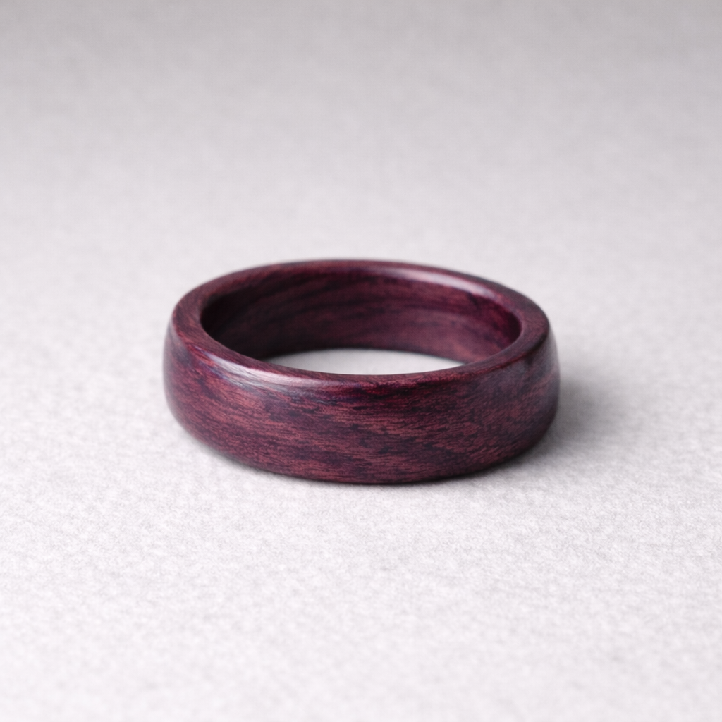 Handcrafted Purpleheart Wooden Ring Minimalist Band